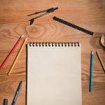 sketch pad and coloring pens